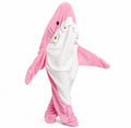 Sharkkuddle wearable shark blanket onesie, pink, side view